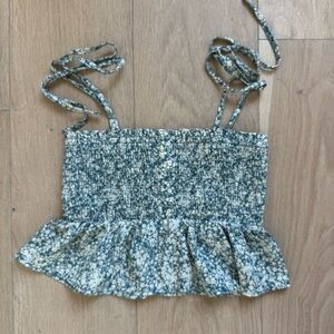 Paper Crane Blue Floral Crop Top // Size XS